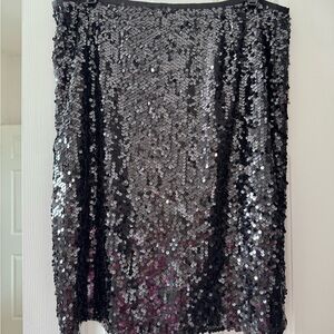 Calvin Klein Black and Silver Sequin Pencil Skirt